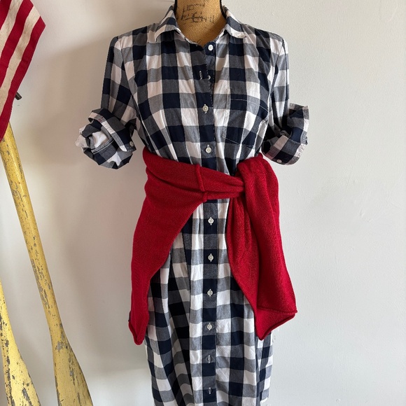 J. Crew Factory Navy & White Buffalo Check Dress - Picture 1 of 7